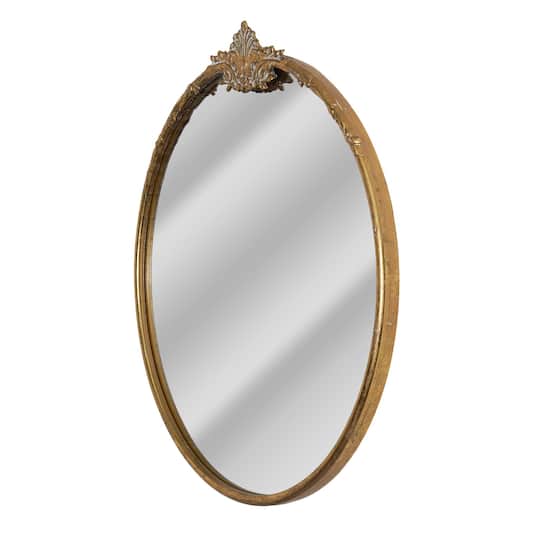 Head West 24&#x22; Vintage Ornate Round Gold Metal Frame Mirror